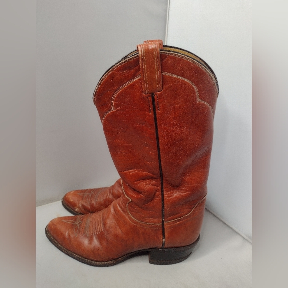 Vintage Tony Lama 5084 Western Cowboy Boots Men's Size 10 B Brown Tan